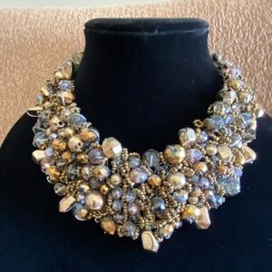 Brown and gold beaded choker statement necklace from Aldo
